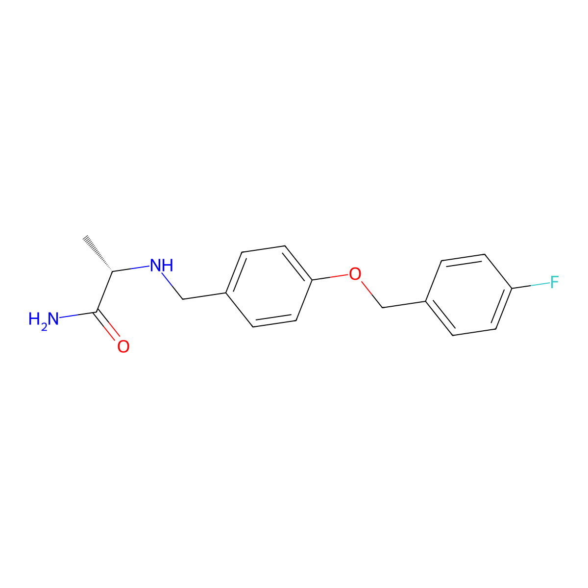 (S)-2-((4-((4-fluorobenzyl)oxy)benzyl)amino)propanamide molecular structure, CAS 202825-43-2