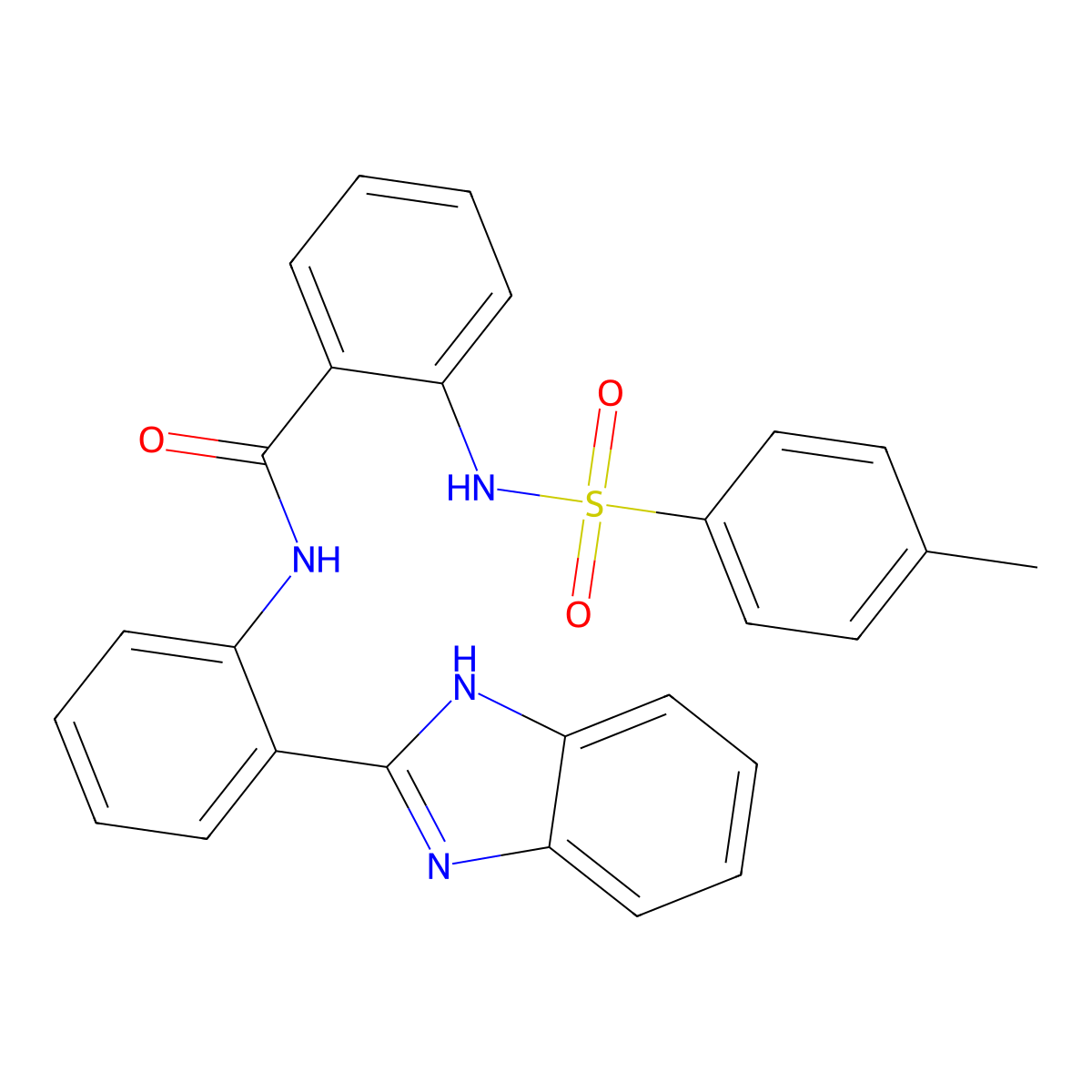 N-[2-(1H-benzimidazol-2-yl)phenyl]-2-[(4-methylphenyl)sulfonylamino]benzamide molecular structure, CAS 202827-58-5