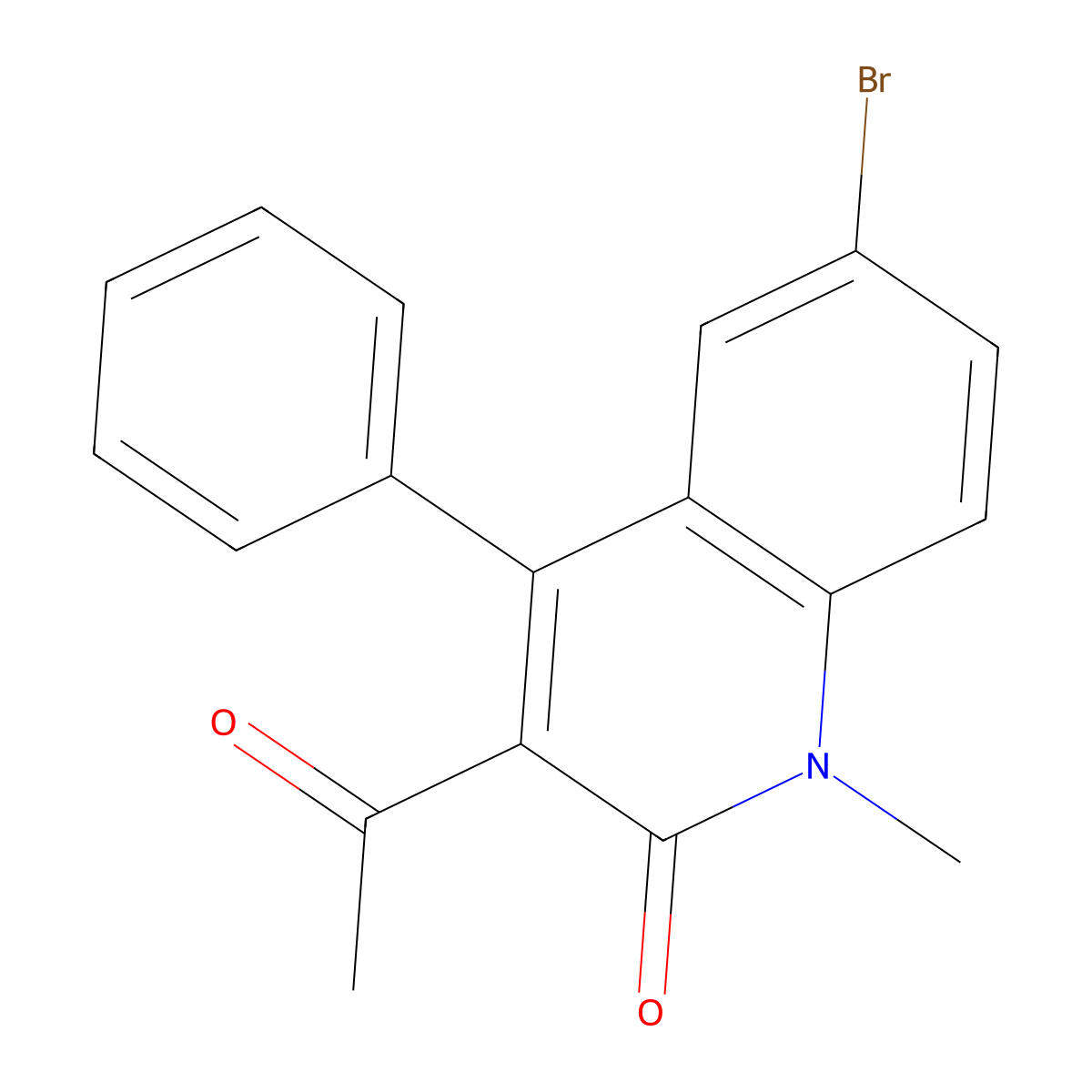 3-Acetyl-6-bromo-1-methyl-4-phenylquinolin-2-one molecular structure, CAS 202827-63-2