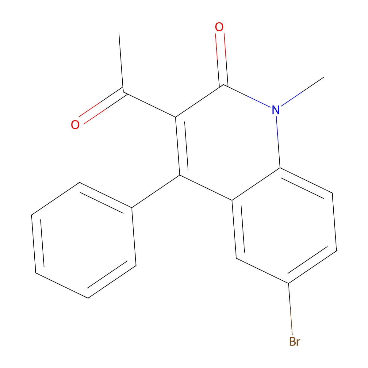 3-Acetyl-6-bromo-1-methyl-4-phenylquinolin-2-one molecular structure, CAS 202827-63-2
