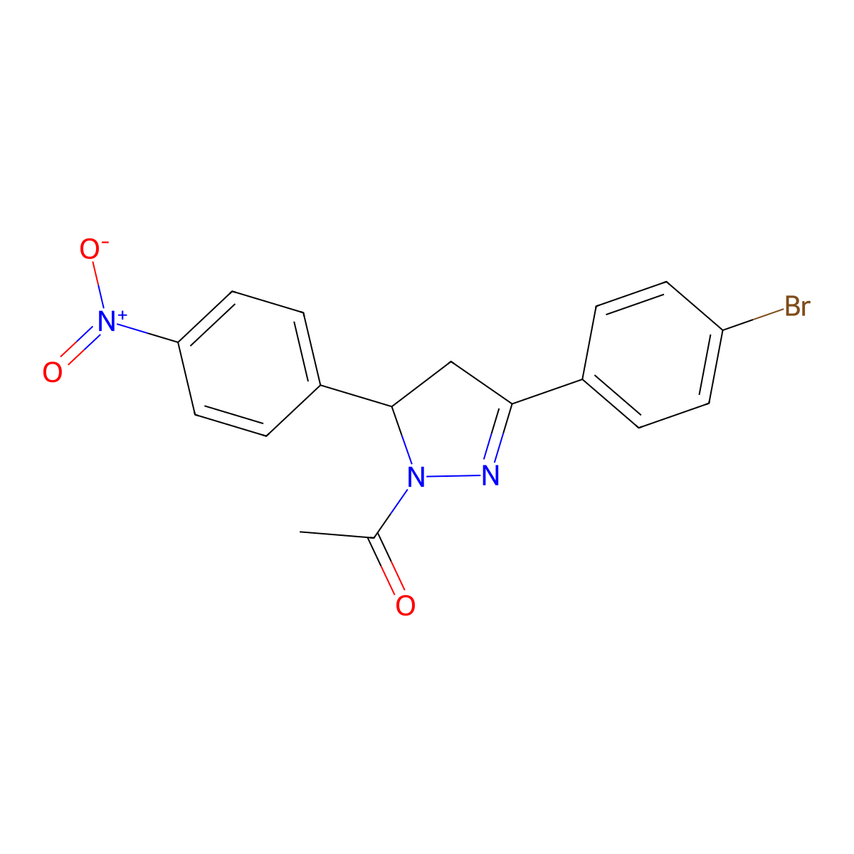 1-[5-(4-Bromophenyl)-3-(4-nitrophenyl)-3,4-dihydropyrazol-2-yl]ethanone molecular structure, CAS 202827-82-5