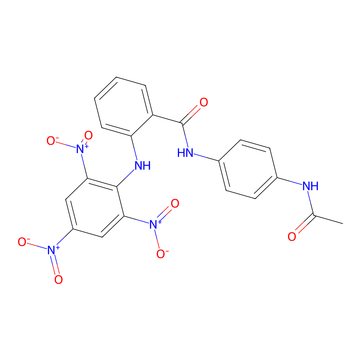 N-(4-acetamidophenyl)-2-(2,4,6-trinitroanilino)benzamide molecular structure, CAS 202827-87-0