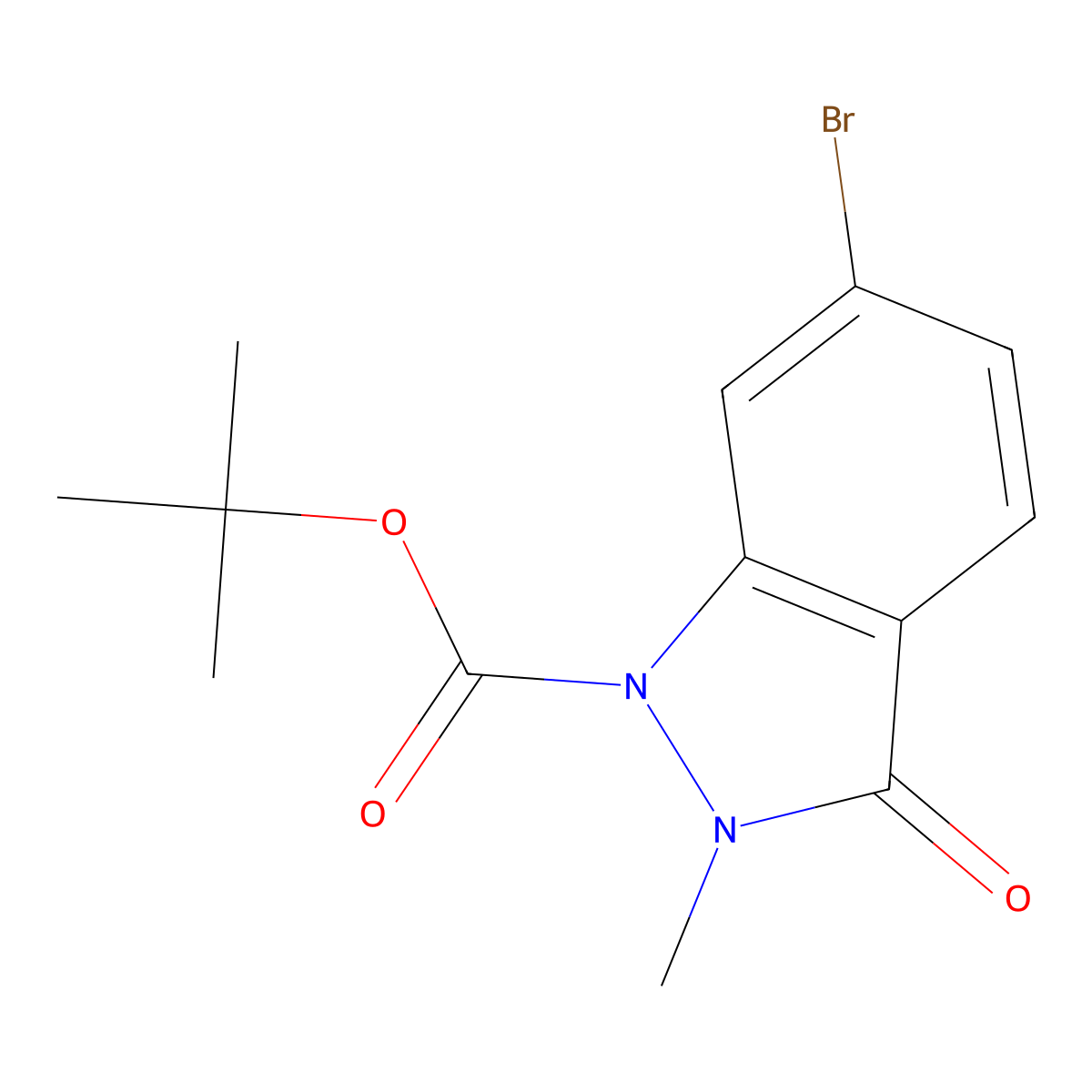 Tert-butyl 6-bromo-2-methyl-3-oxo-indazole-1-carboxylate molecular structure, CAS 2028277-40-7