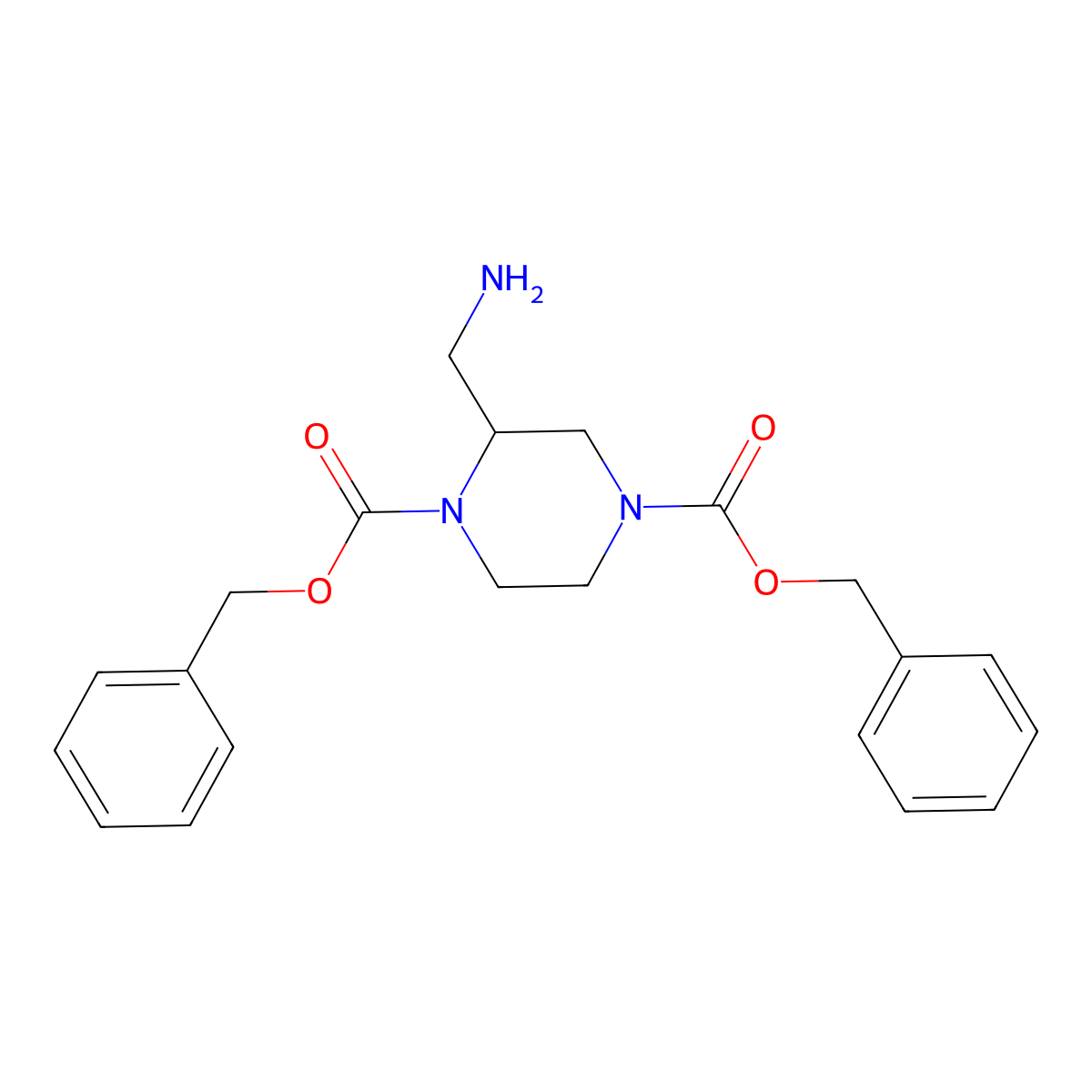 Dibenzyl 2-(aminomethyl)piperazine-1,4-dicarboxylate molecular structure, CAS 2028277-91-8