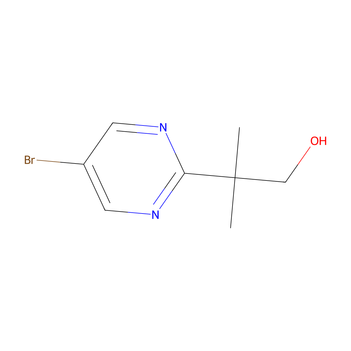2-(5-Bromo-2-pyrimidinyl)-2-methylpropan-1-ol molecular structure, CAS 2028278-04-6