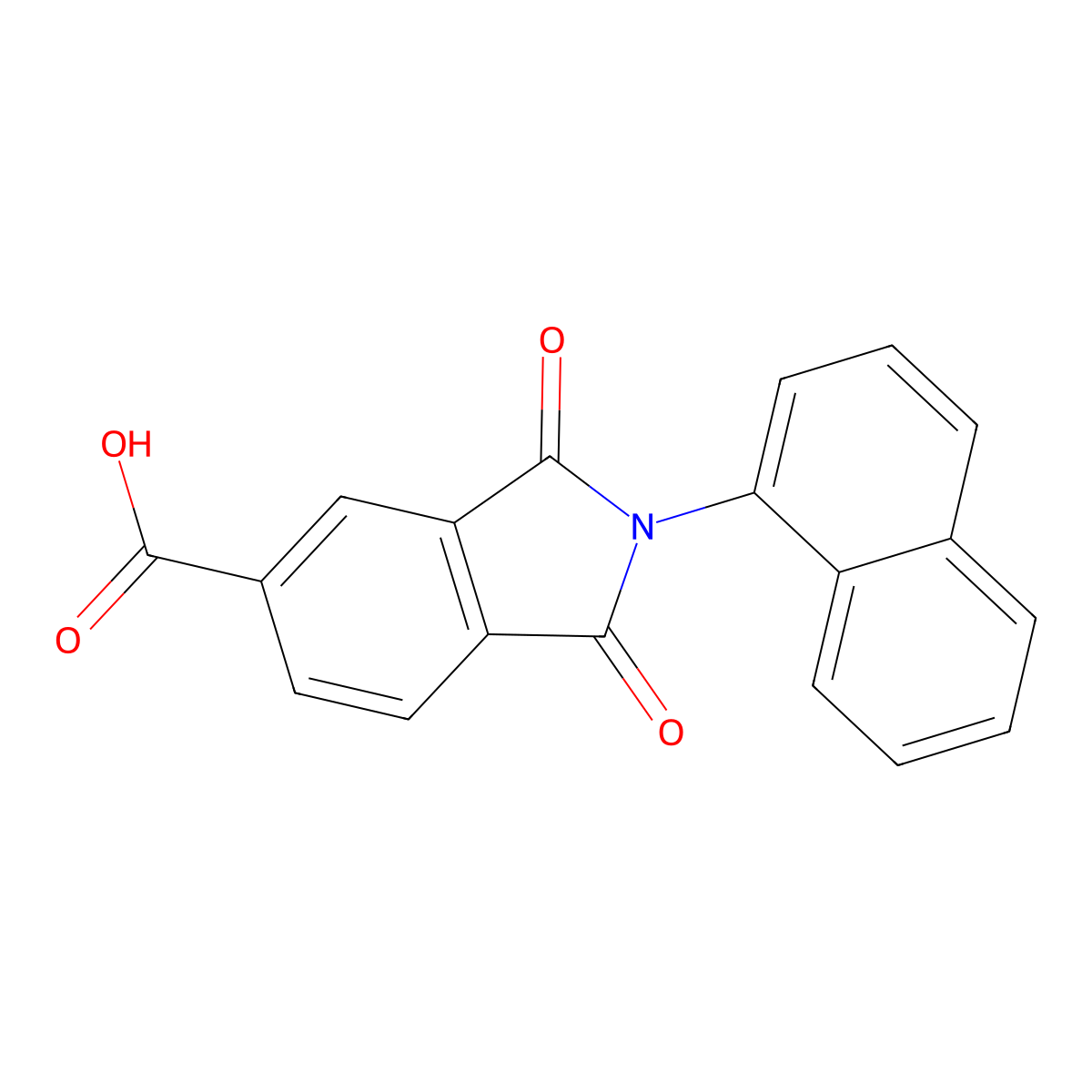 2-(naphthalen-1-yl)-1,3-dioxo-2,3-dihydro-1H-isoindole-5-carboxylic acid molecular structure, CAS 202828-12-4