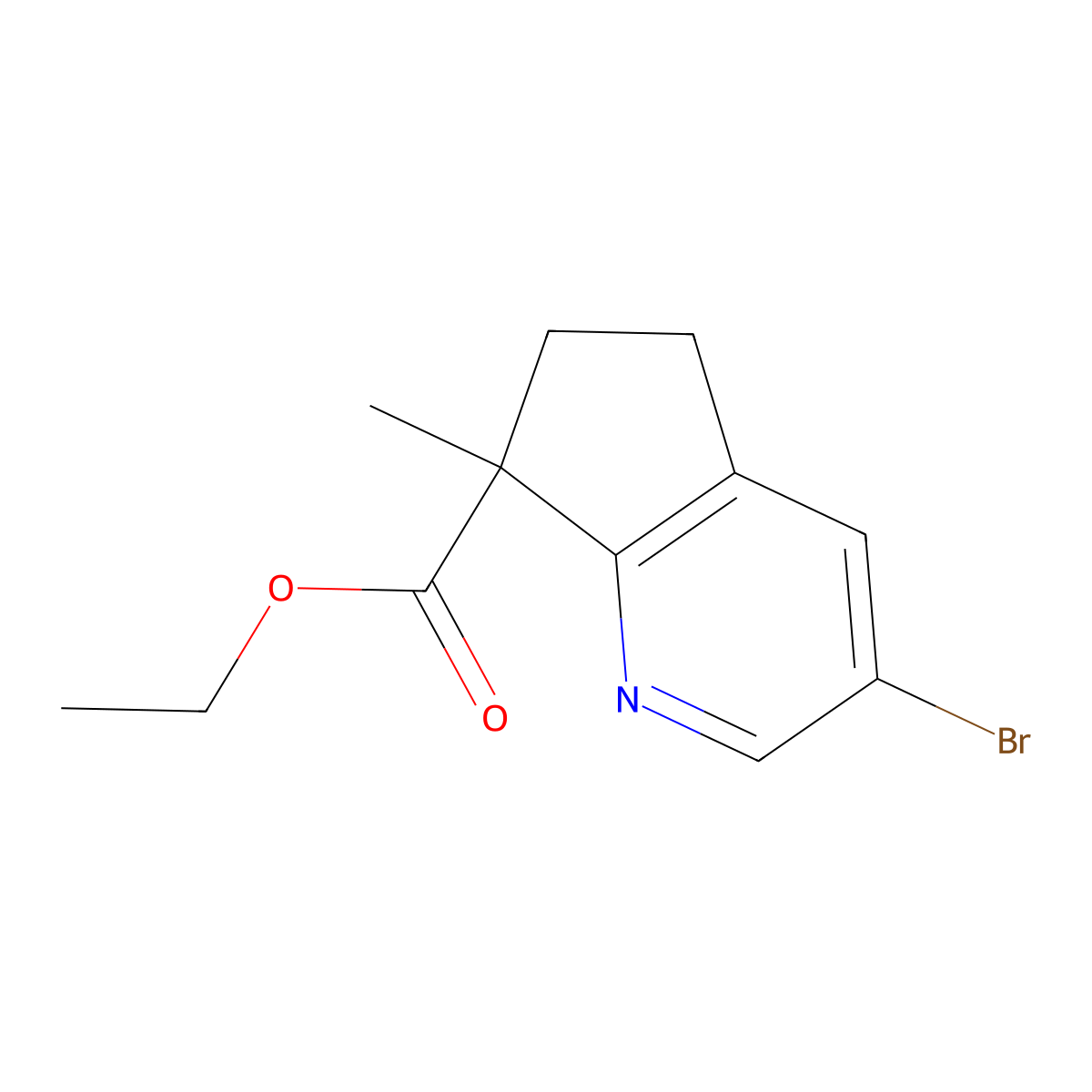 Ethyl 3-bromo-7-methyl-6,7-dihydro-5H-cyclopenta[B]pyridine-7-carboxylate molecular structure, CAS 2028305-36-2