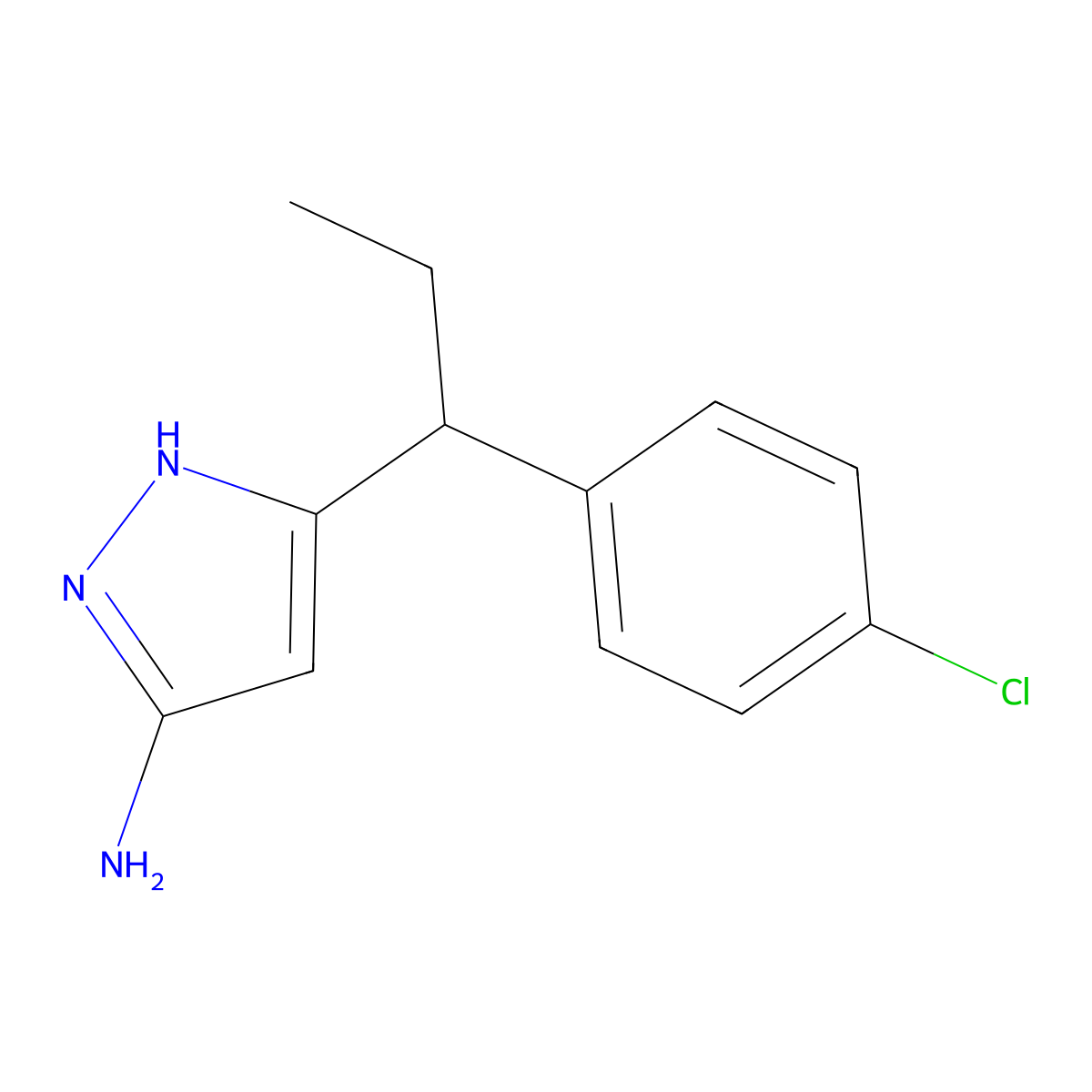3-(1-(4-Chlorophenyl)propyl)-1H-pyrazol-5-amine molecular structure, CAS 2028321-25-5