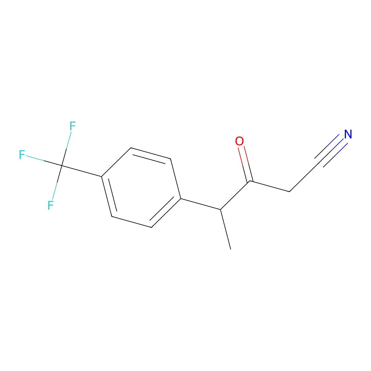 3-Oxo-4-(4-(trifluoromethyl)phenyl)pentanenitrile molecular structure, CAS 2028321-39-1