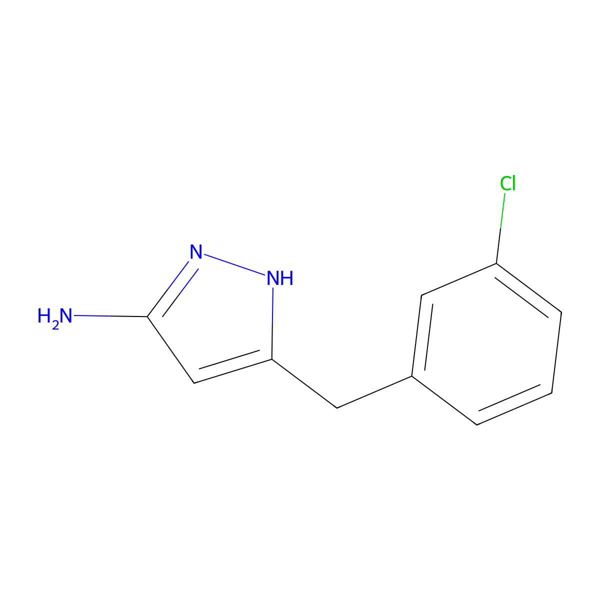 3-(3-Chlorobenzyl)-1H-pyrazol-5-amine molecular structure, CAS 2028321-57-3