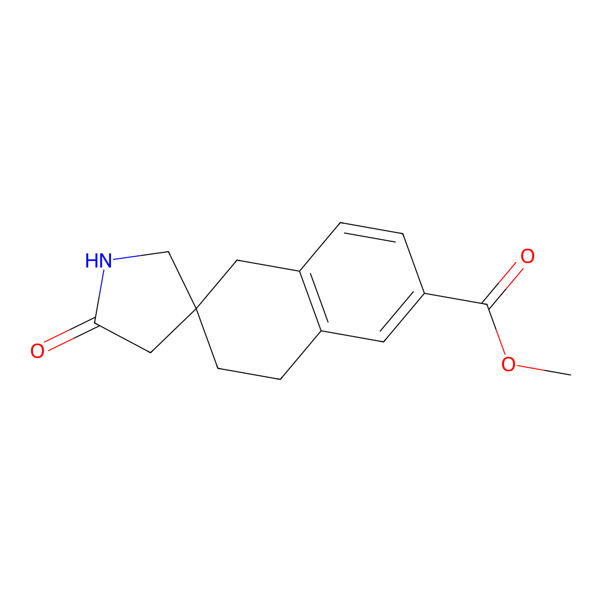Methyl 5'-oxo-3,4-dihydro-1H-spiro[naphthalene-2,3'-pyrrolidine]-6-carboxylate molecular structure, CAS 2028325-50-8