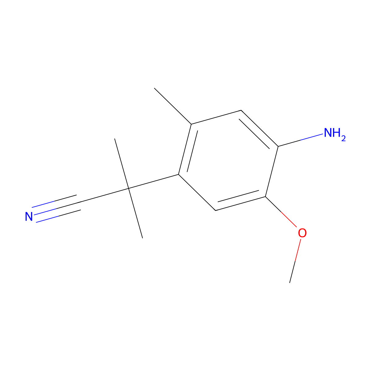 2-(4-Amino-5-methoxy-2-methylphenyl)-2-methylpropanenitrile molecular structure, CAS 2028338-64-7