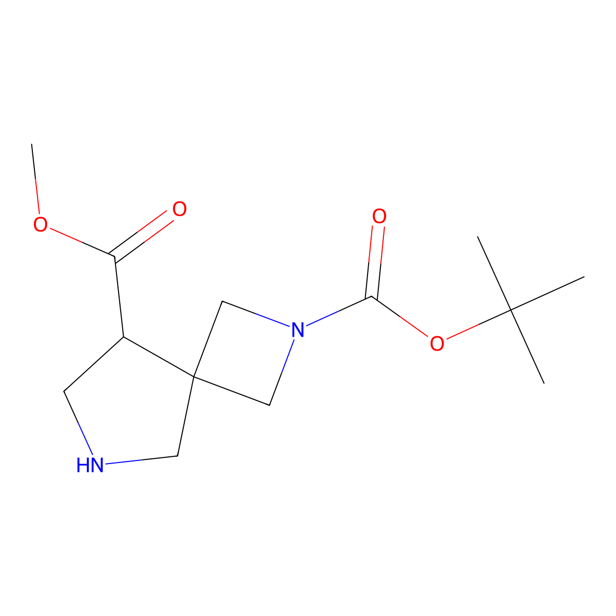 2-Tert-butyl 8-methyl 2,6-diazaspiro[3.4]octane-2,8-dicarboxylate molecular structure, CAS 2028341-88-8
