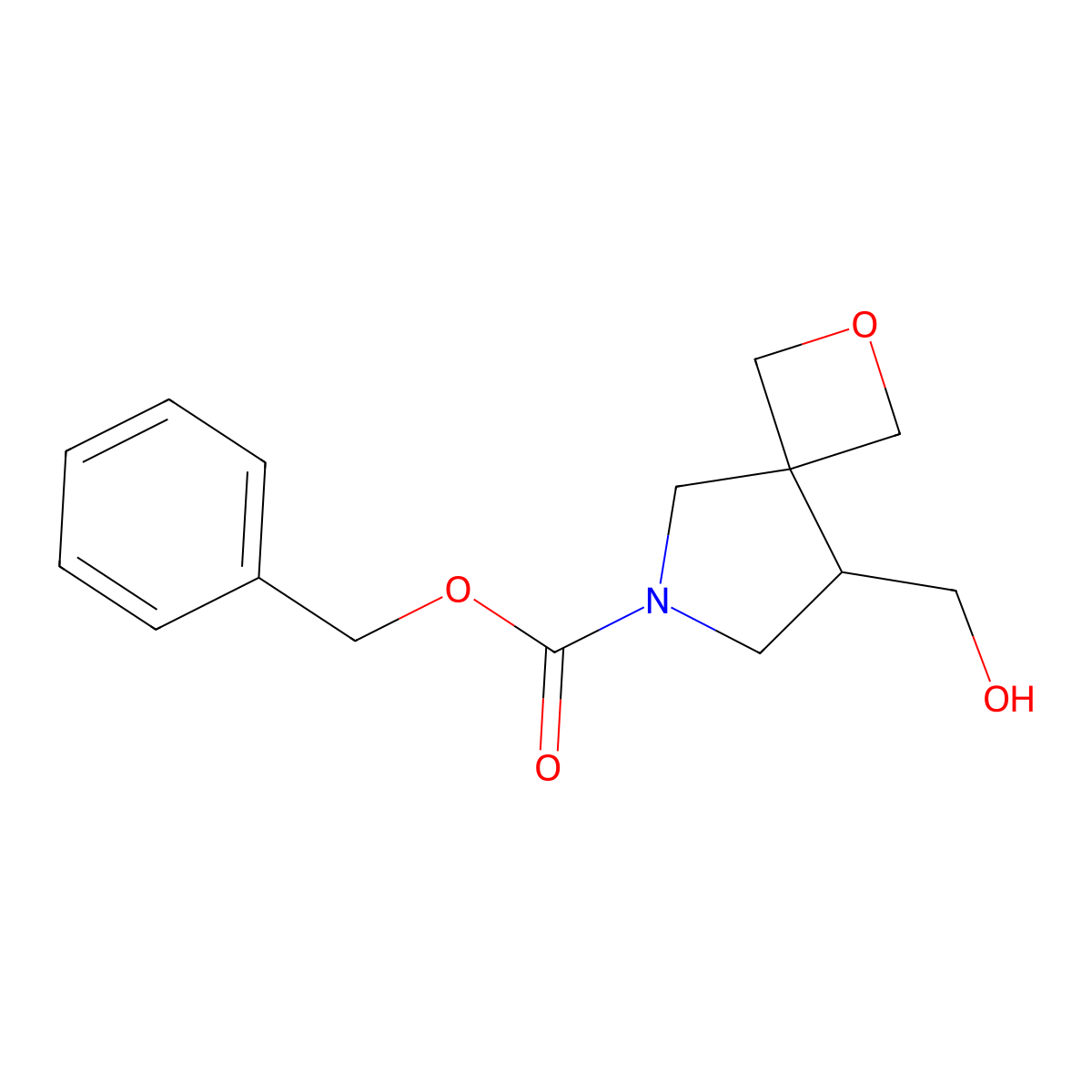 2-Oxa-6-azaspiro(3.4)octane-6-carboxylic acid, 8-(hydroxymethyl)-, phenylmethyl ester molecular structure, CAS 2028341-91-3