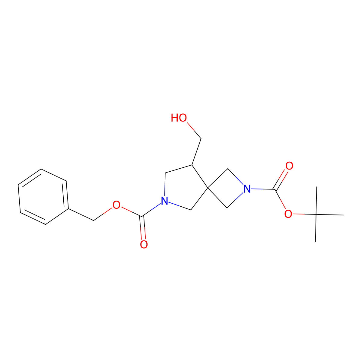 6-Benzyl 2-tert-butyl 8-(hydroxymethyl)-2,6-diazaspiro[3.4]octane-2,6-dicarboxylate molecular structure, CAS 2028341-94-6