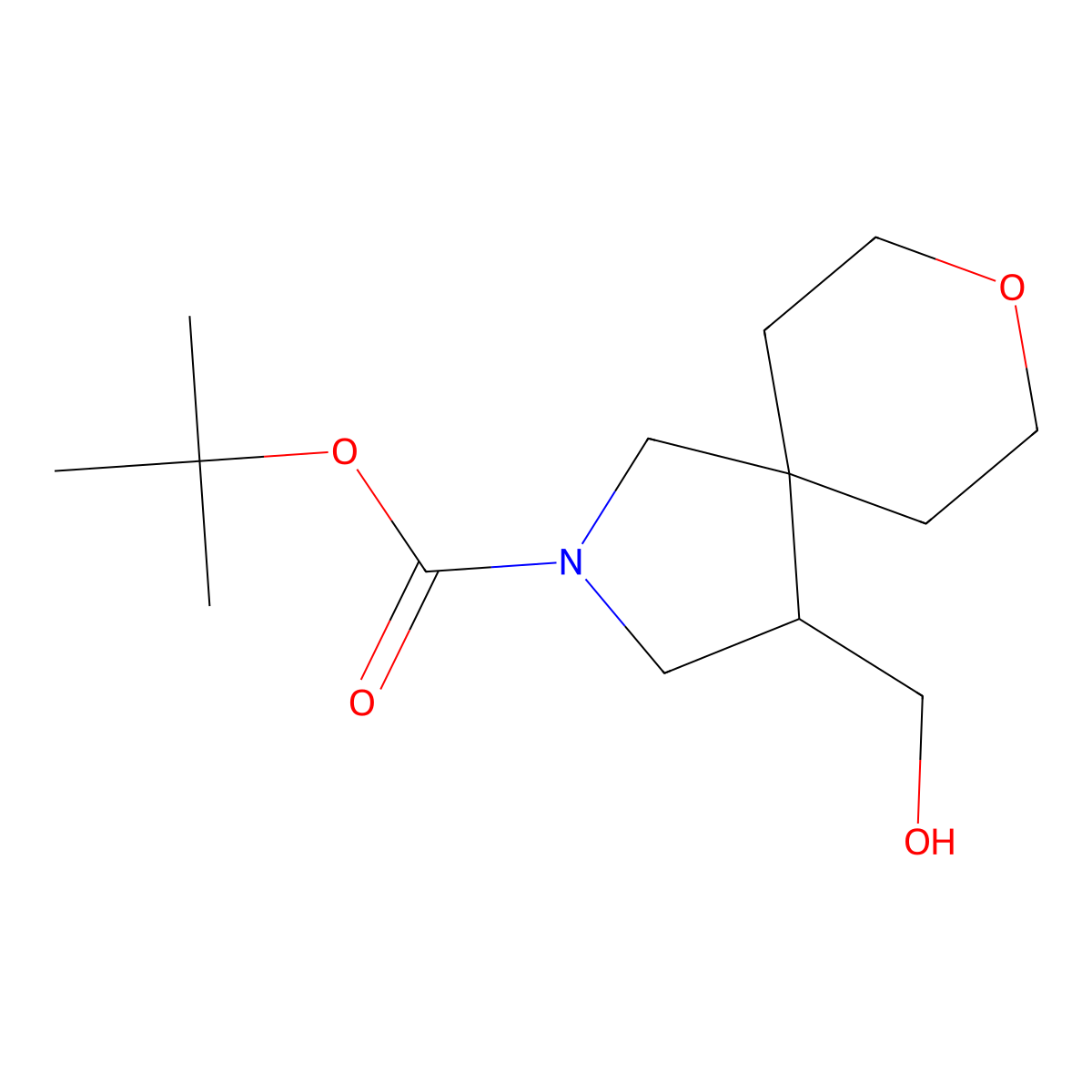 Tert-butyl 4-(hydroxymethyl)-8-oxa-2-azaspiro[4.5]decane-2-carboxylate molecular structure, CAS 2028341-96-8
