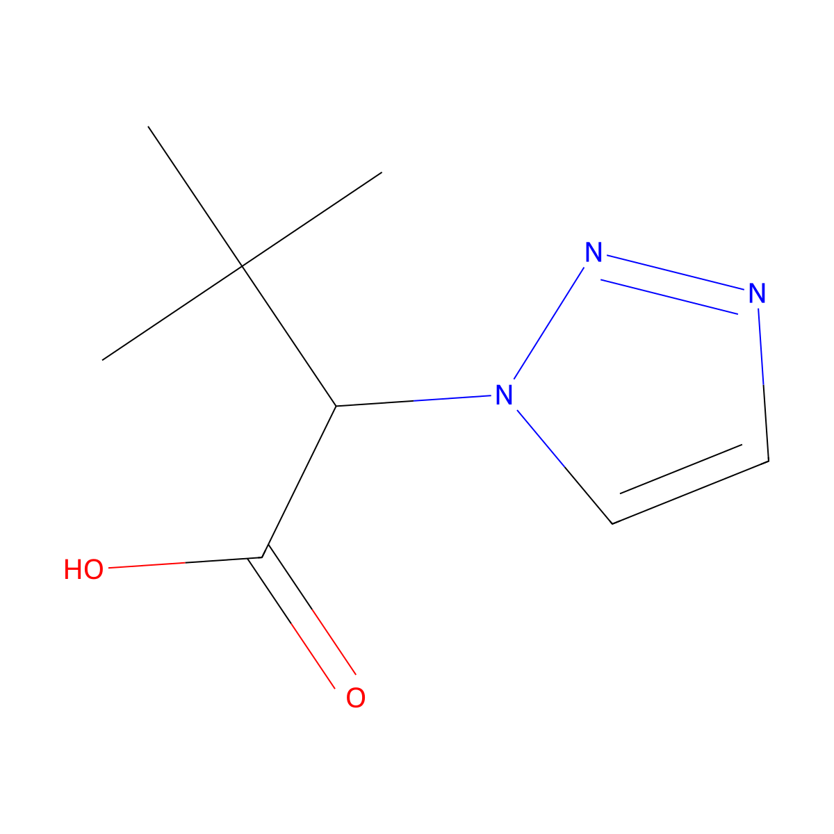 3,3-dimethyl-2-(1H-1,2,3-triazol-1-yl)butanoic acid molecular structure, CAS 2028375-31-5