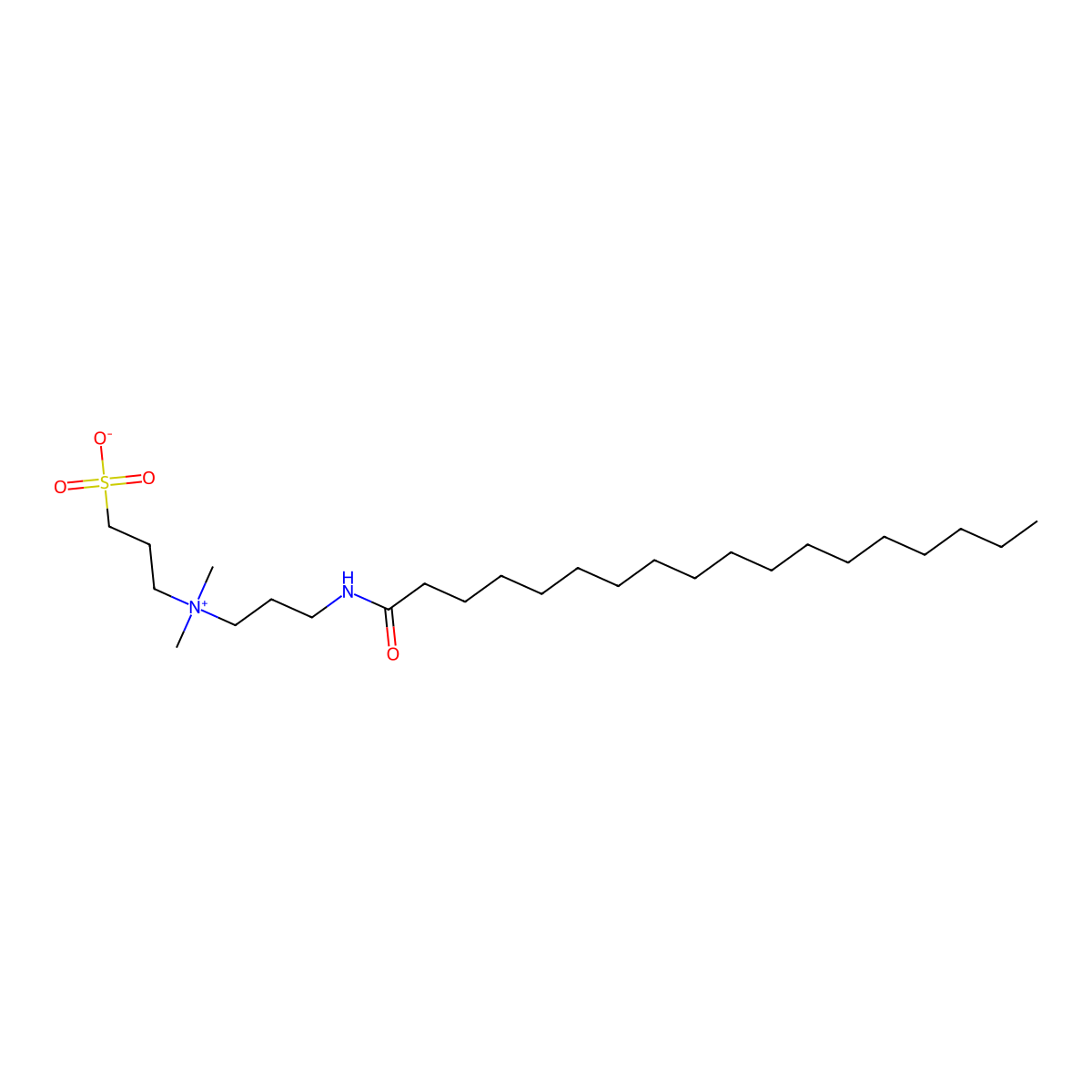Dimethyl(3-stearamidepropyl)(3-sulphonatopropyl)ammonium molecular structure, CAS 20284-67-7