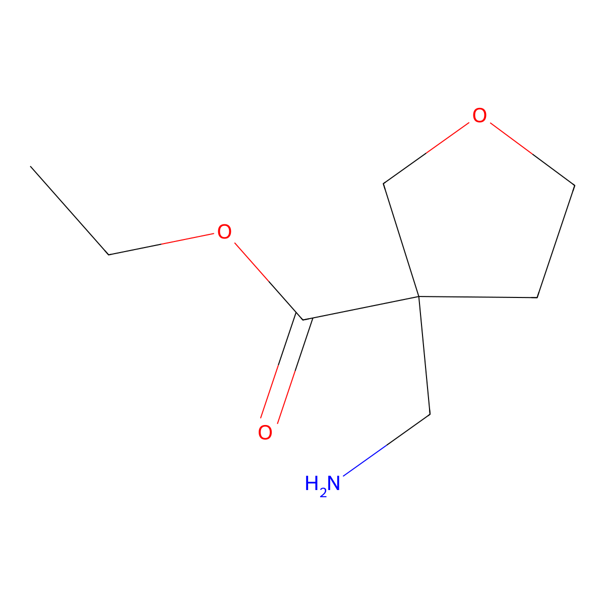Ethyl 3-(aminomethyl)oxolane-3-carboxylate molecular structure, CAS 2028422-84-4