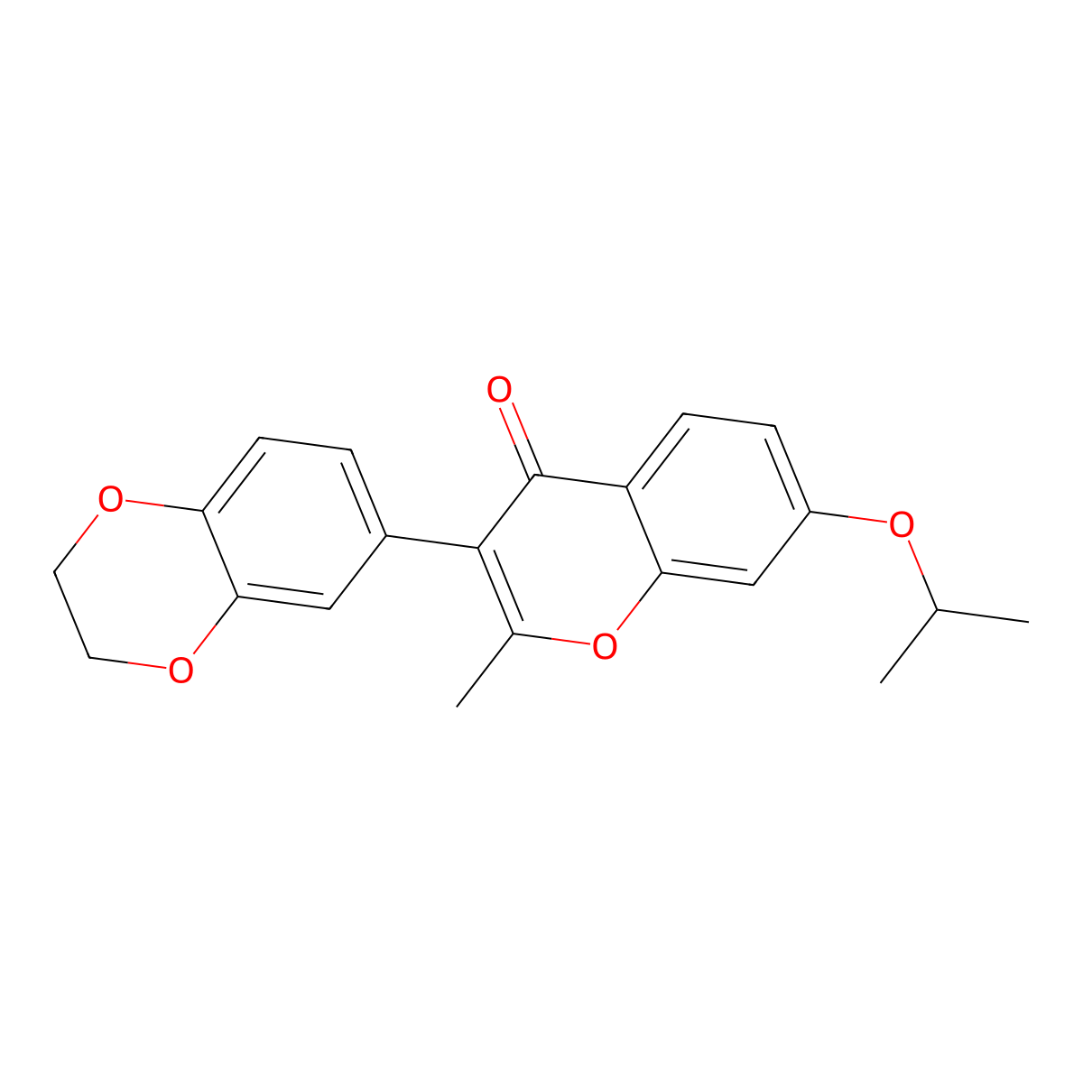 3-(2,3-dihydrobenzo[b][1,4]dioxin-6-yl)-7-isopropoxy-2-methyl-4H-chromen-4-one molecular structure, CAS 202843-20-7