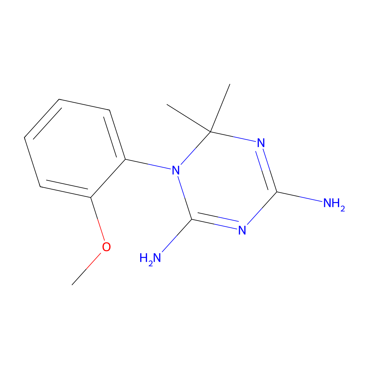 1-(2-Methoxyphenyl)-6,6-dimethyl-1,6-dihydro-1,3,5-triazine-2,4-diamine molecular structure, CAS 20285-47-6
