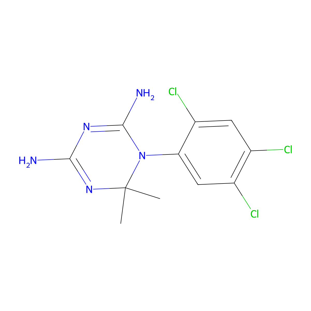 6,6-Dimethyl-1-(2,4,5-trichlorophenyl)-1,6-dihydro-1,3,5-triazine-2,4-diamine molecular structure, CAS 20285-56-7