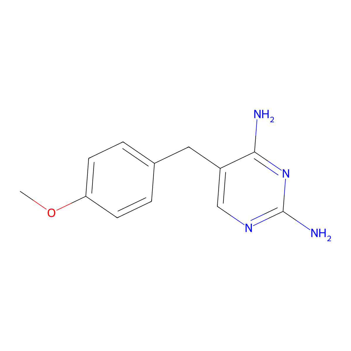 2,4-Pyrimidinediamine, 5-((4-methoxyphenyl)methyl)- molecular structure, CAS 20285-70-5