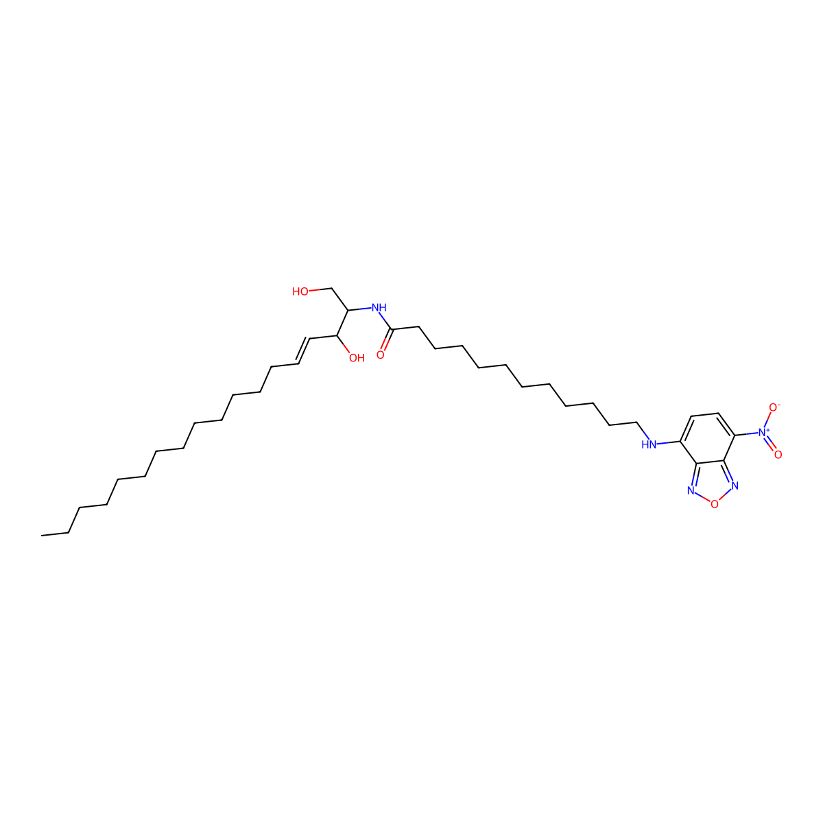 N-[(E,2S,3R)-1,3-dihydroxyoctadec-4-en-2-yl]-12-[(4-nitro-2,1,3-benzoxadiazol-7-yl)amino]dodecanamide molecular structure, CAS 202850-01-9