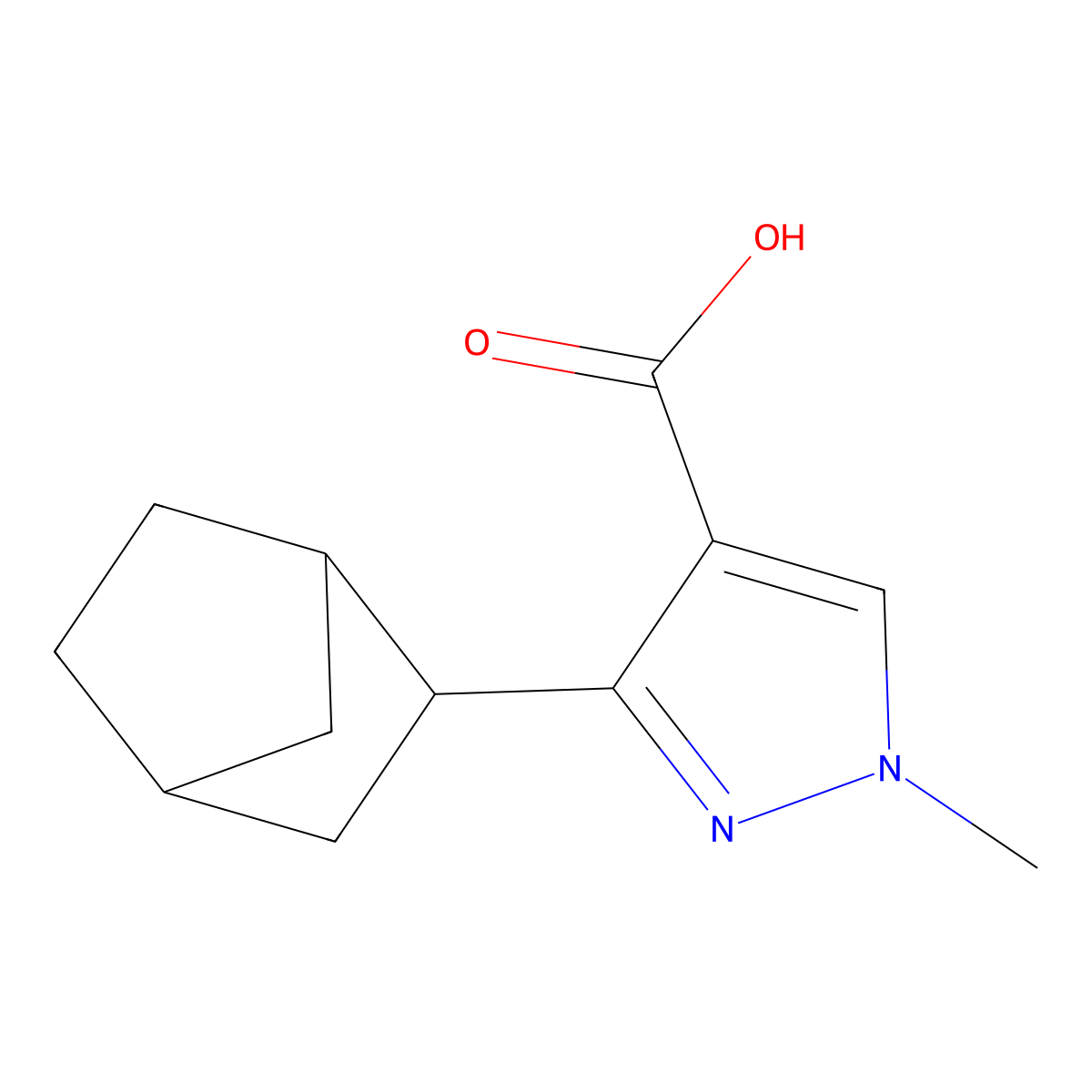 3-(2-Bicyclo[2.2.1]heptanyl)-1-methylpyrazole-4-carboxylic acid molecular structure, CAS 2028567-19-1