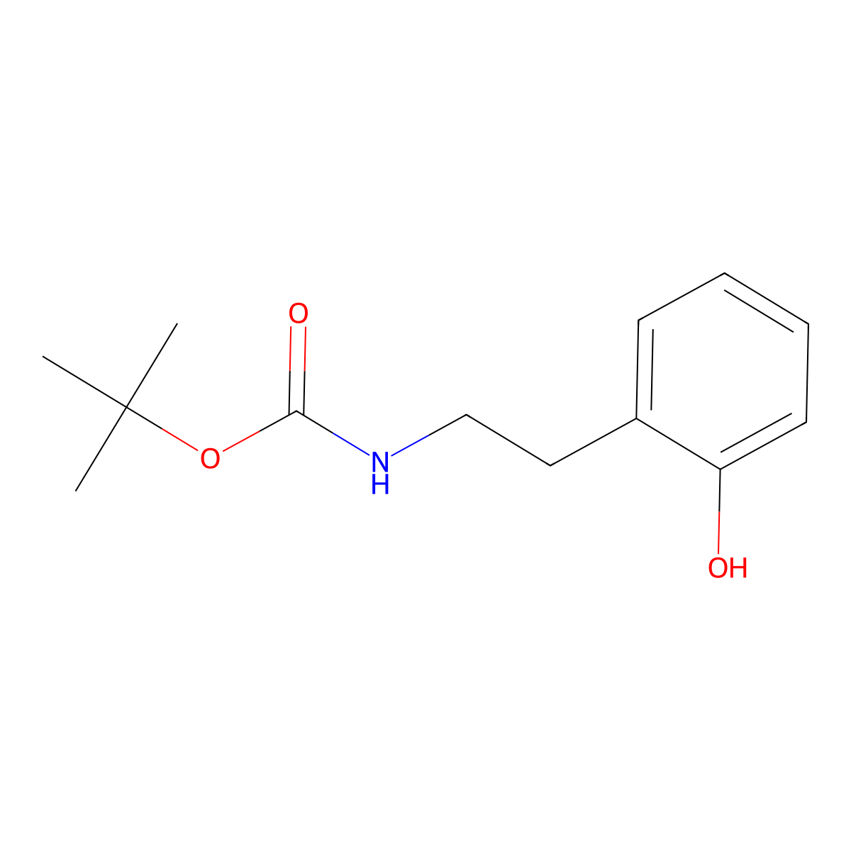 Tert-butyl 2-hydroxyphenethylcarbamate molecular structure, CAS 20286-84-4