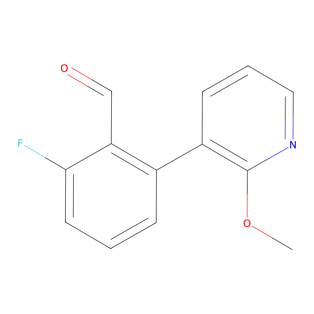 2-Fluoro-6-(2-methoxypyridin-3-yl)benzaldehyde molecular structure, CAS 2028646-29-7