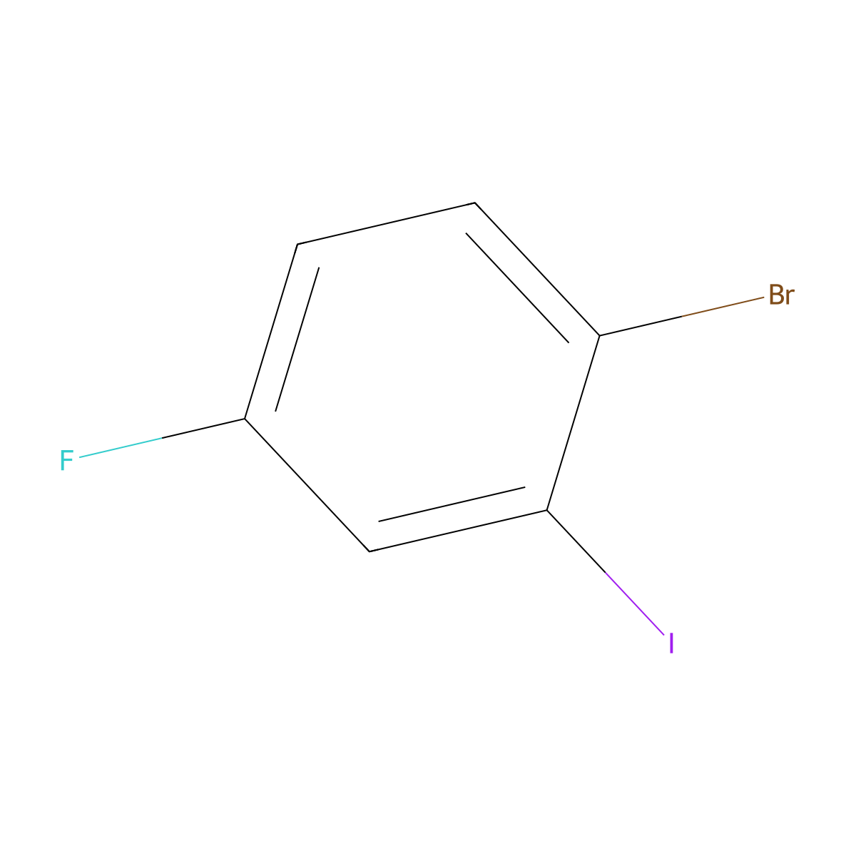 1-Bromo-4-fluoro-2-iodobenzene molecular structure, CAS 202865-72-3