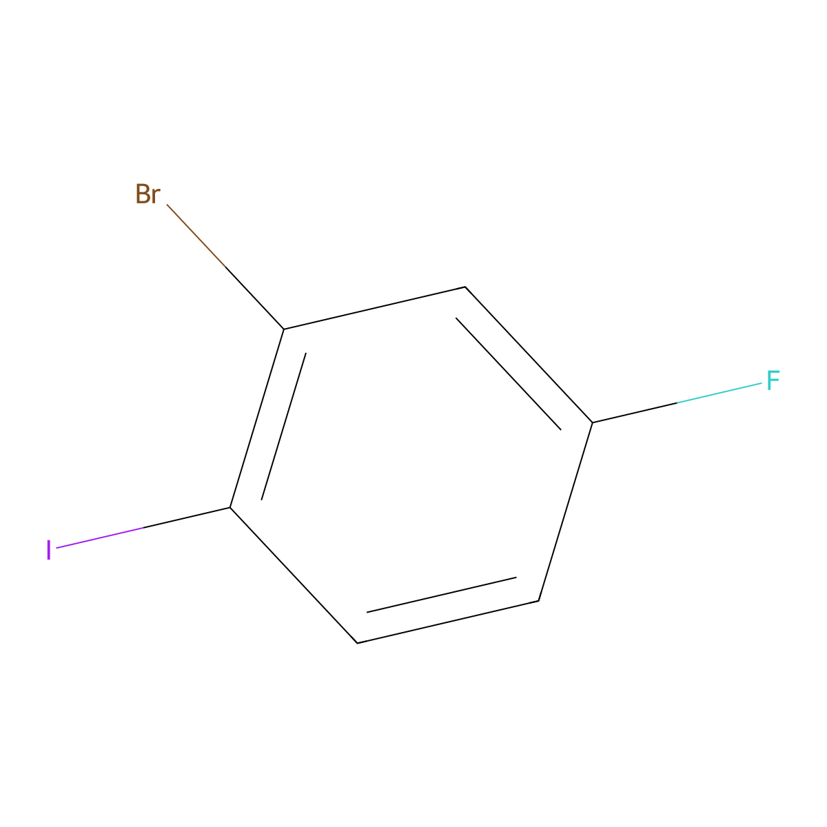 2-Bromo-4-fluoro-1-iodobenzene molecular structure, CAS 202865-73-4