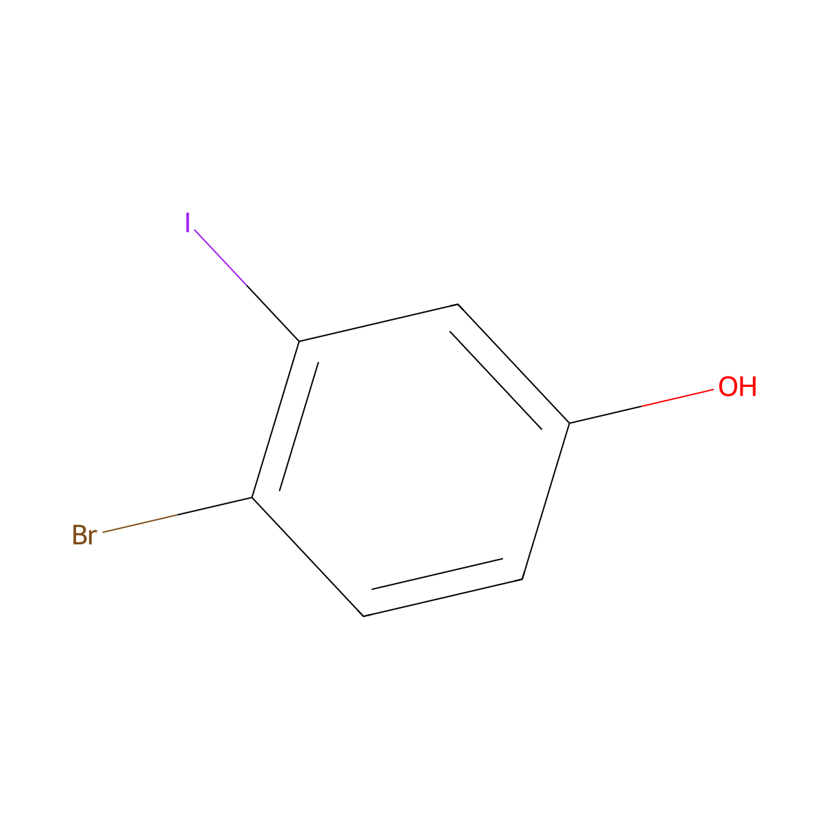 4-Bromo-3-iodophenol molecular structure, CAS 202865-84-7