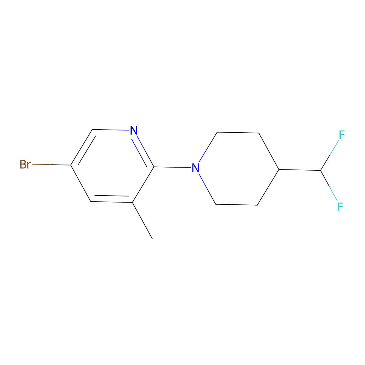 5-Bromo-2-[4-(difluoromethyl)piperidin-1-yl]-3-methylpyridine molecular structure, CAS 2028651-89-8