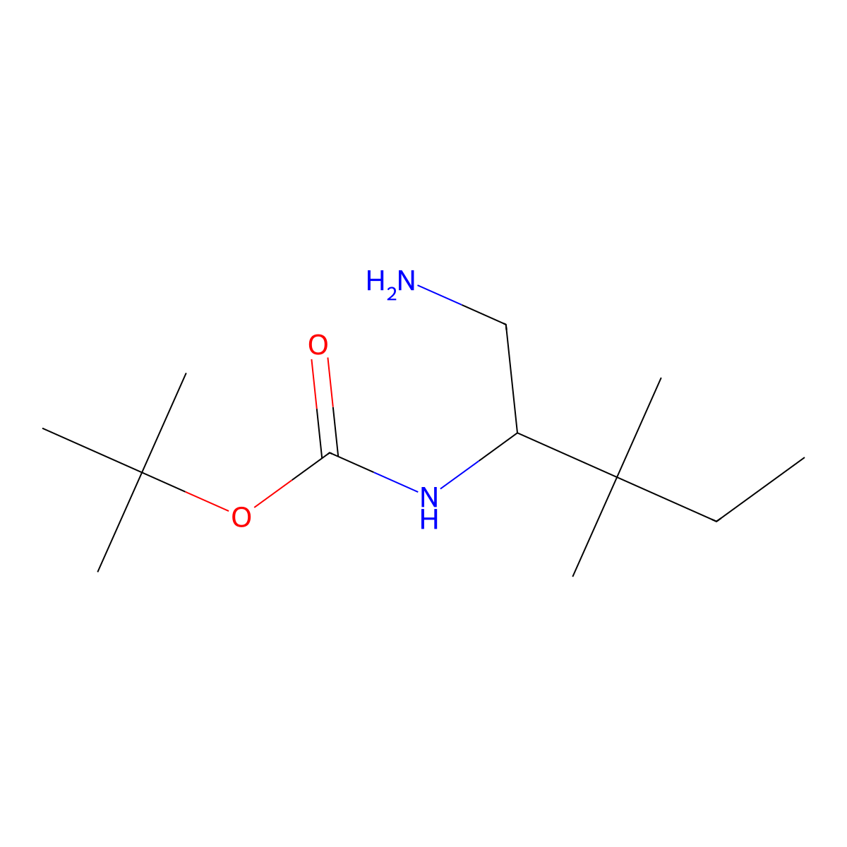 tert-butyl N-(1-amino-3,3-dimethylpentan-2-yl)carbamate molecular structure, CAS 2028703-93-5