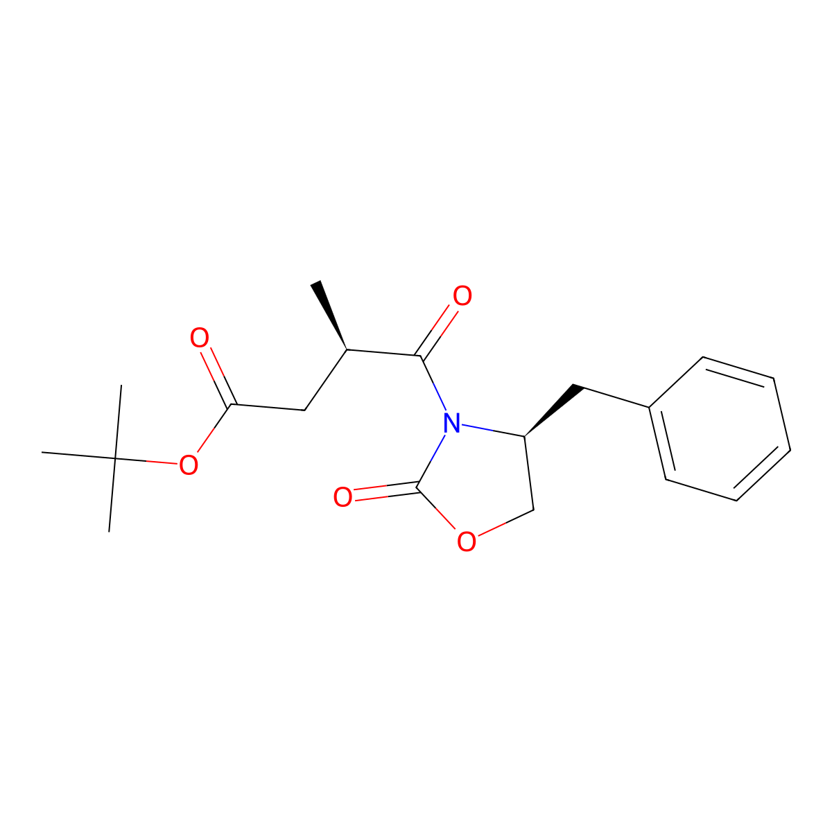 tert-Butyl (R)-4-((S)-4-benzyl-2-oxooxazolidin-3-yl)-3-methyl-4-oxobutanoate molecular structure, CAS 202874-73-5