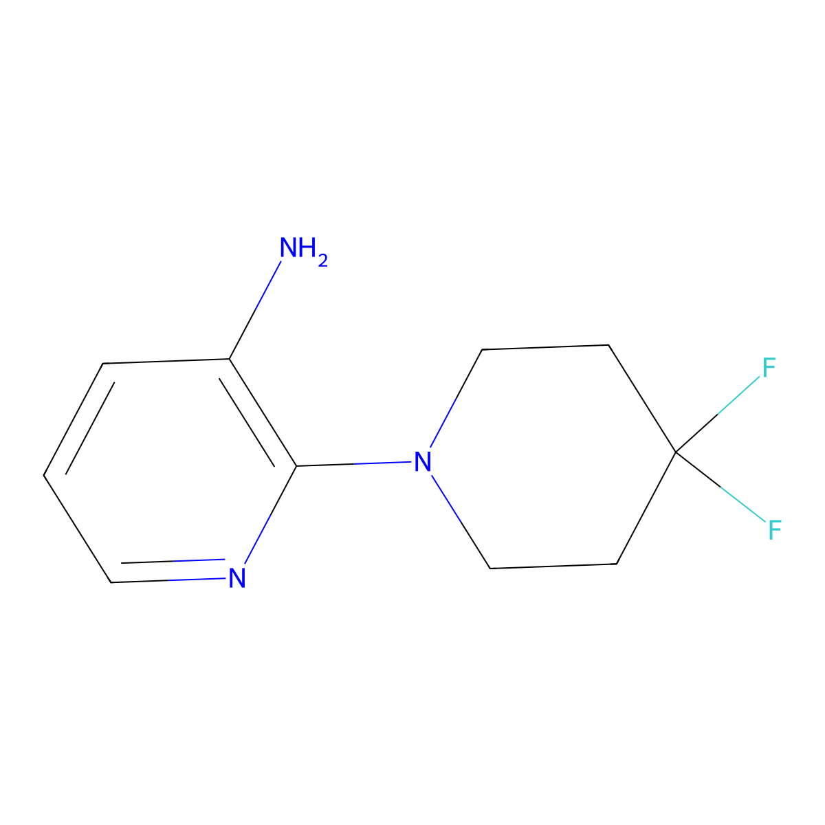 2-(4,4-Difluoropiperidin-1-yl)pyridin-3-amine molecular structure, CAS 2028747-28-4