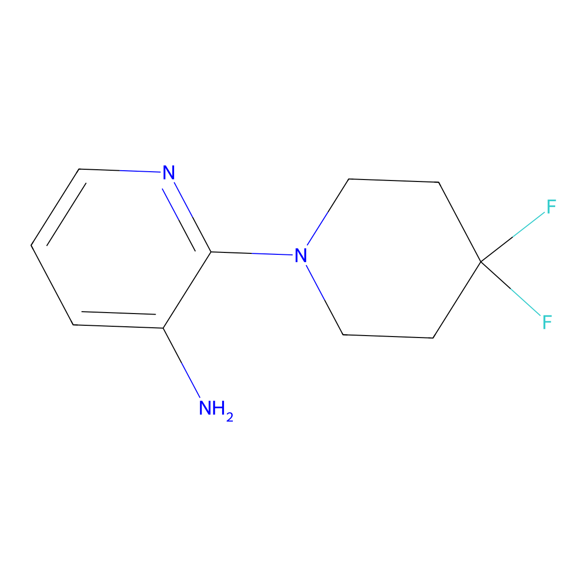 2-(4,4-Difluoropiperidin-1-yl)pyridin-3-amine molecular structure, CAS 2028747-28-4