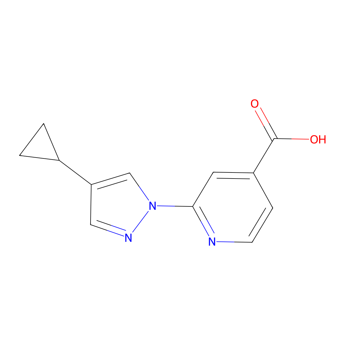 2-(4-cyclopropyl-1H-pyrazol-1-yl)pyridine-4-carboxylic acid molecular structure, CAS 2028791-45-7
