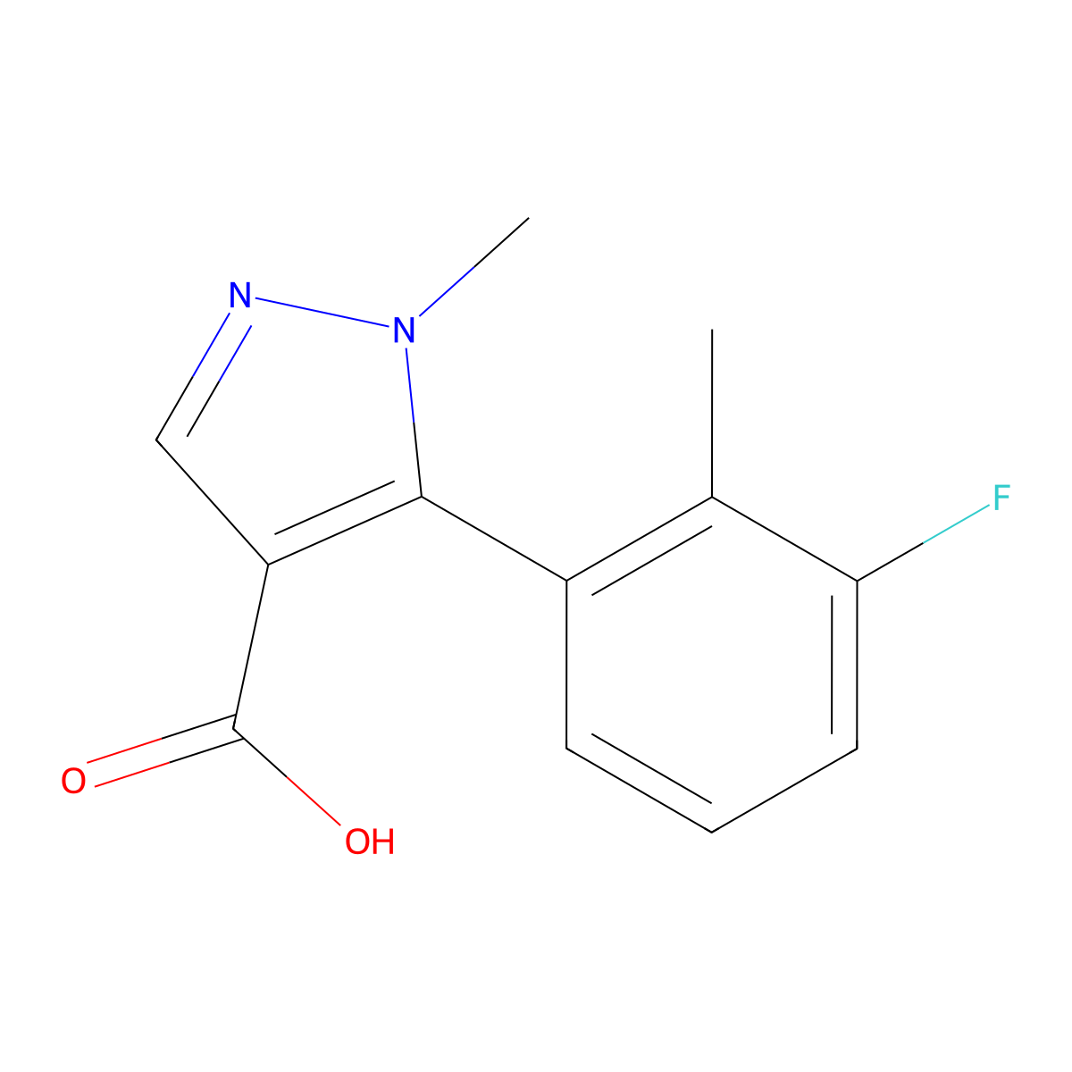 5-(3-fluoro-2-methylphenyl)-1-methyl-1H-pyrazole-4-carboxylic acid molecular structure, CAS 2028825-86-5
