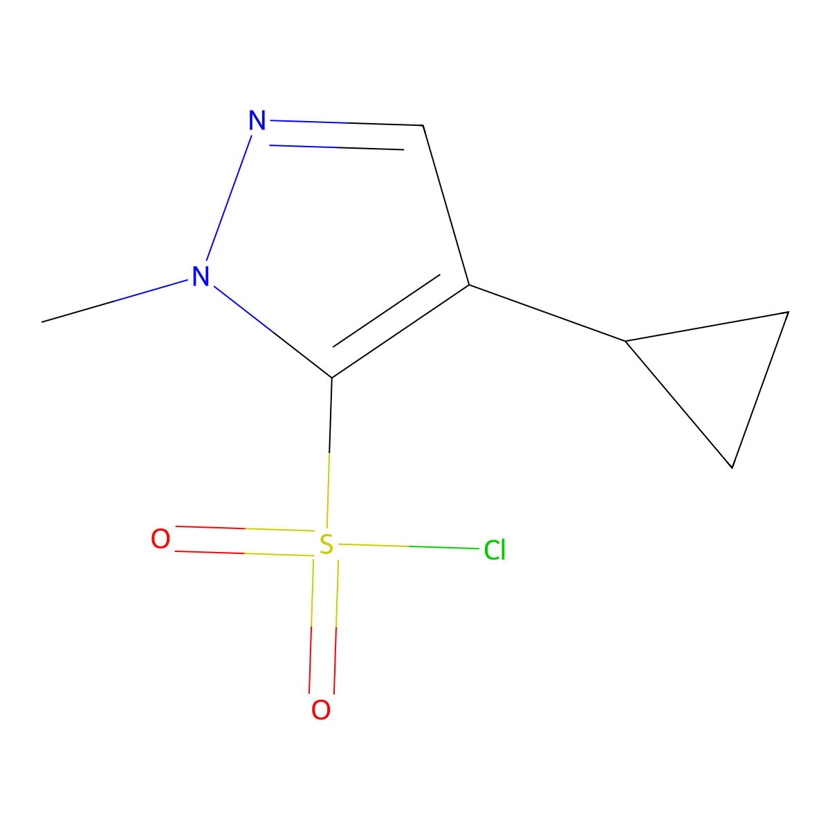 4-cyclopropyl-1-methyl-1H-pyrazole-5-sulfonyl chloride molecular structure, CAS 2028841-31-6