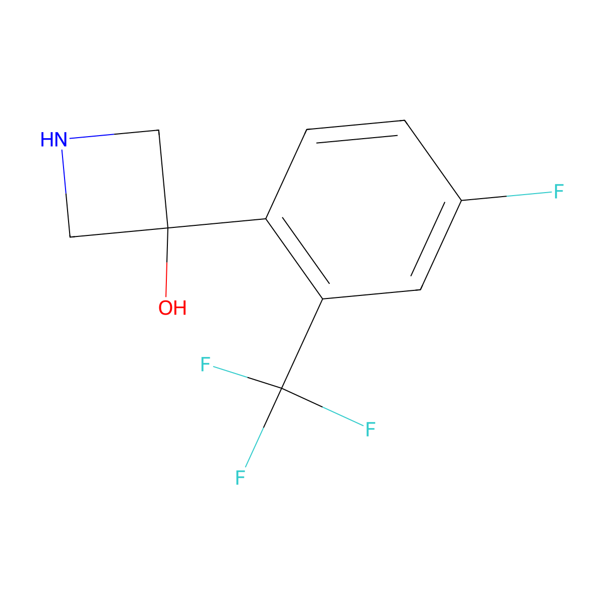 3-[4-Fluoro-2-(trifluoromethyl)phenyl]azetidin-3-ol molecular structure, CAS 2028948-09-4