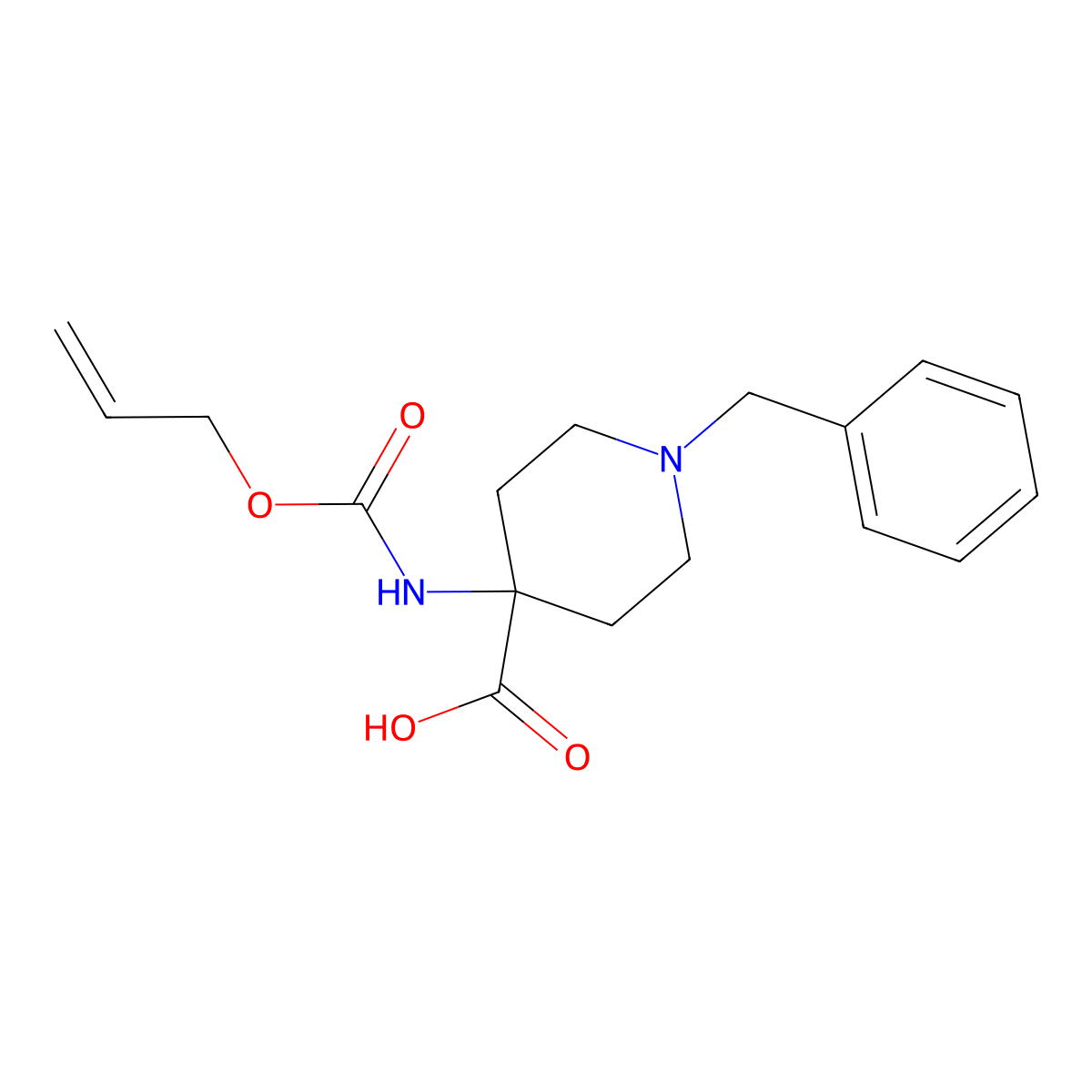 1-Benzyl-4-{[(prop-2-en-1-yloxy)carbonyl]amino}piperidine-4-carboxylic acid molecular structure, CAS 2029039-48-1