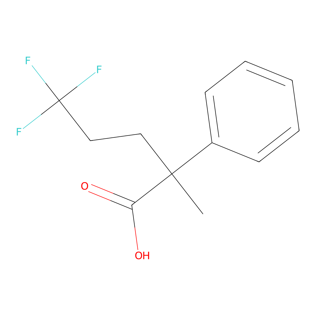 5,5,5-Trifluoro-2-methyl-2-phenylpentanoic acid molecular structure, CAS 2029048-69-7