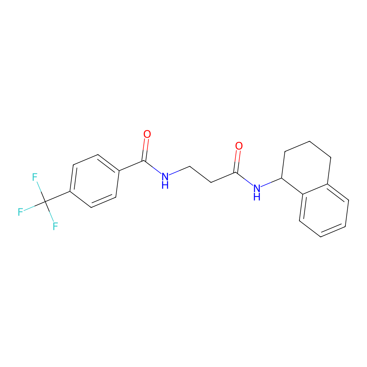N-((1R)-1,2,3,4-tetrahydronaphthalen-1-yl)-3-((4-(trifluoromethyl)phenyl)formamido)propanamide molecular structure, CAS 2029049-77-0