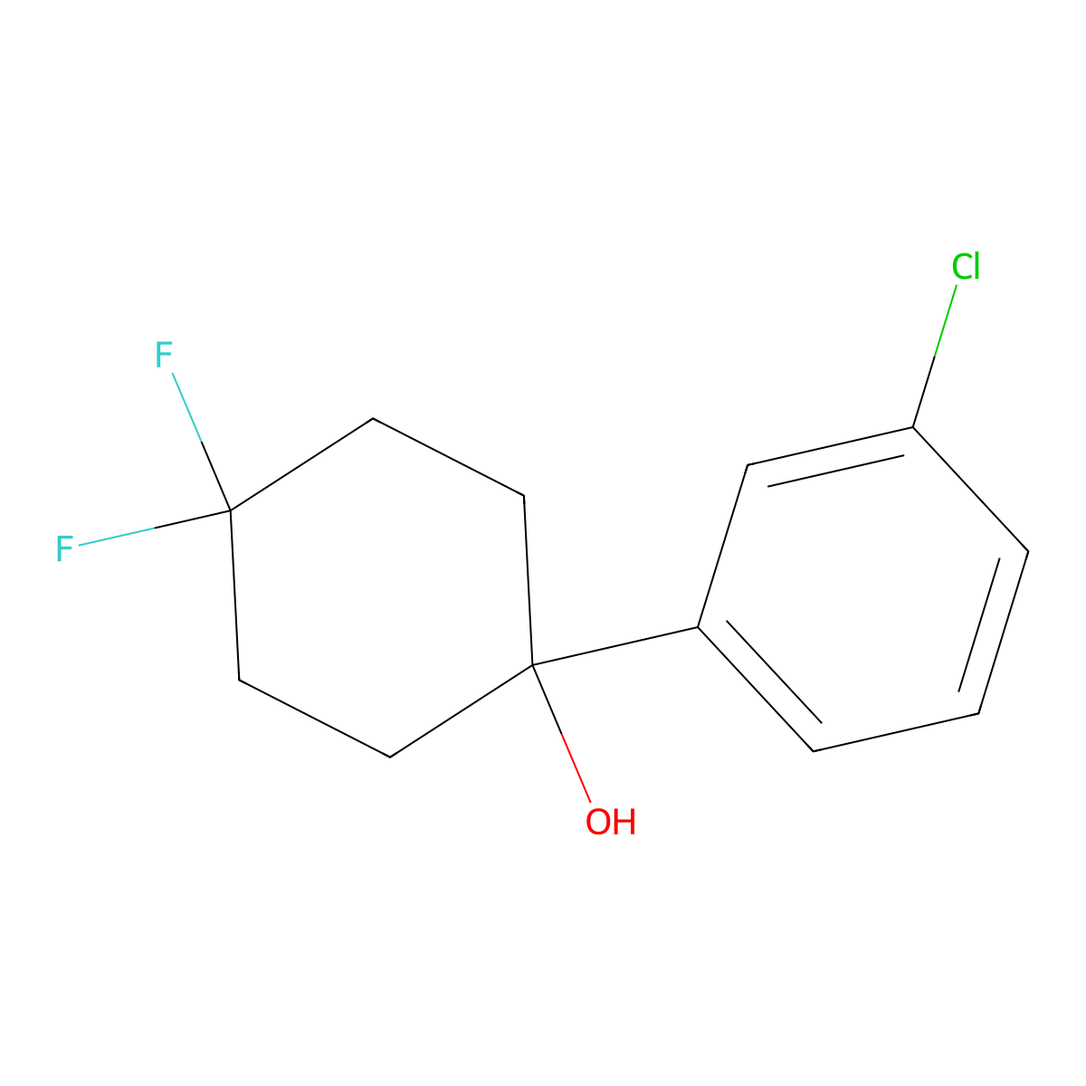 1-(3-Chlorophenyl)-4,4-difluorocyclohexanol molecular structure, CAS 2029070-17-3