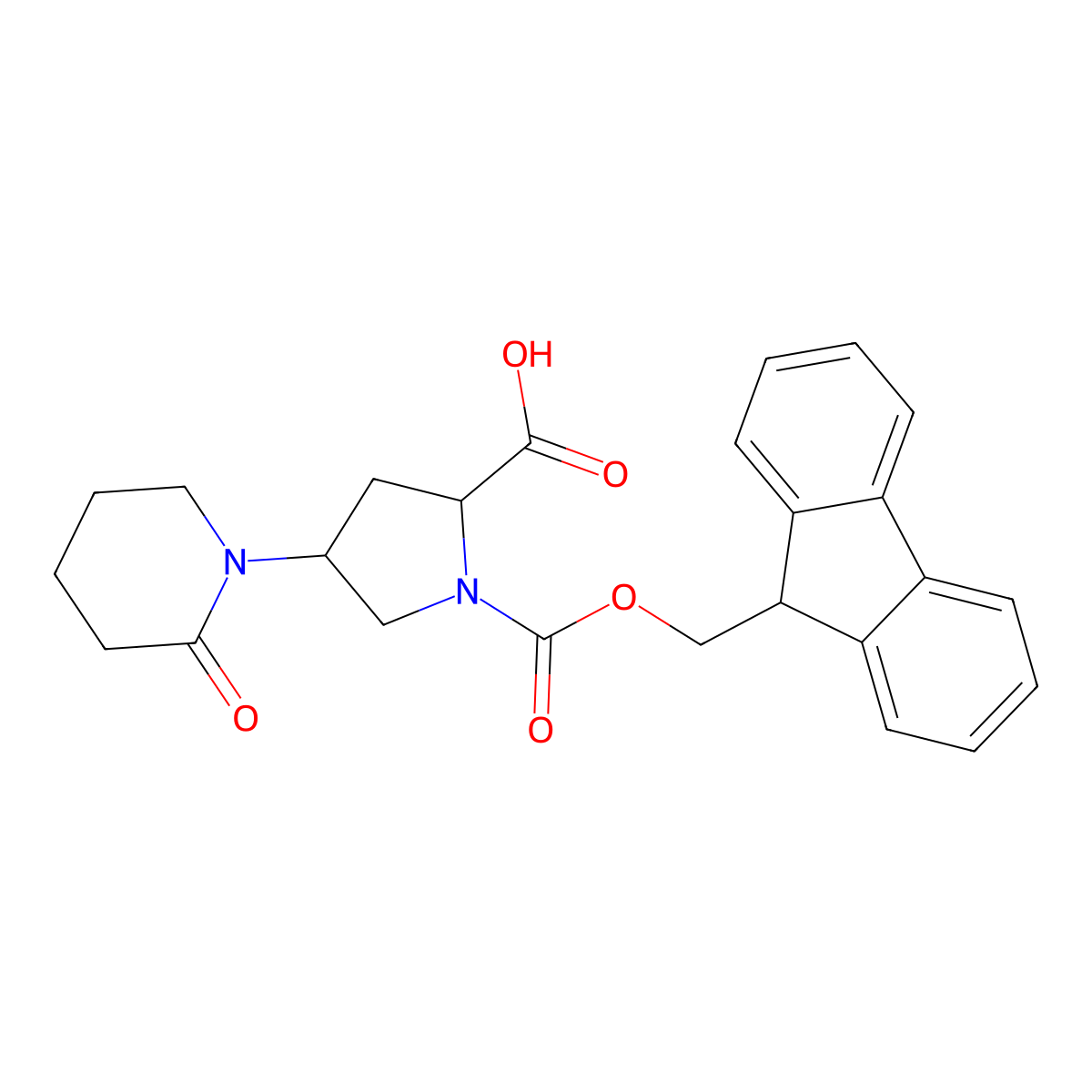 (2S,4R)-1-(((9H-Fluoren-9-yl)methoxy)carbonyl)-4-(2-oxopiperidin-1-yl)pyrrolidine-2-carboxylic acid molecular structure, CAS 2029092-01-9
