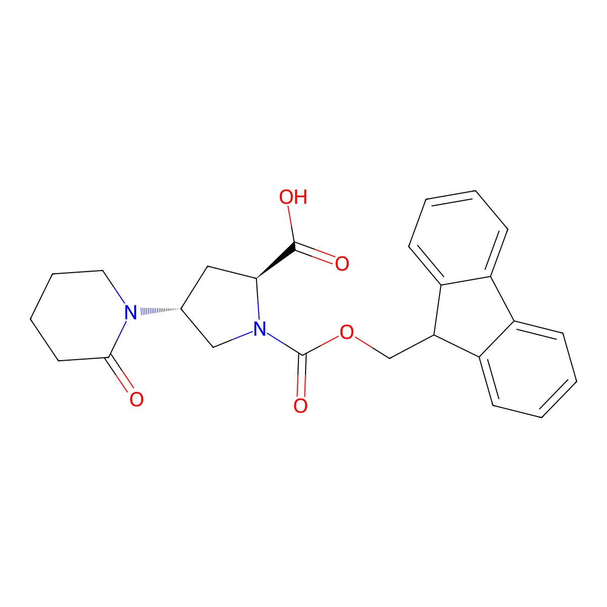 (2S,4R)-1-(((9H-Fluoren-9-yl)methoxy)carbonyl)-4-(2-oxopiperidin-1-yl)pyrrolidine-2-carboxylic acid molecular structure, CAS 2029092-01-9