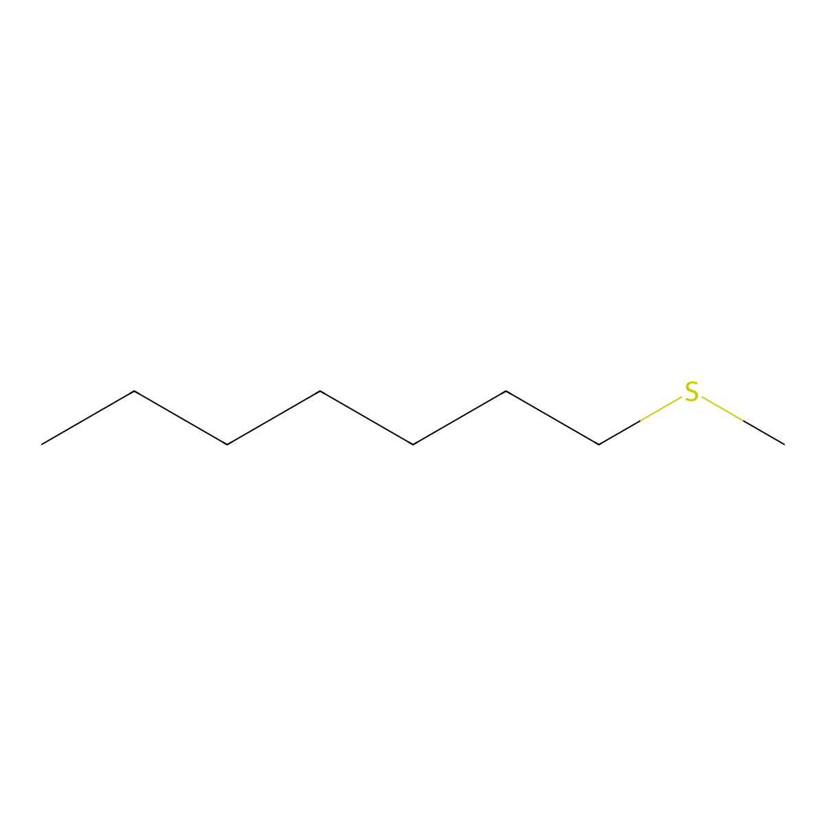 Heptyl methyl sulfide molecular structure, CAS 20291-61-6